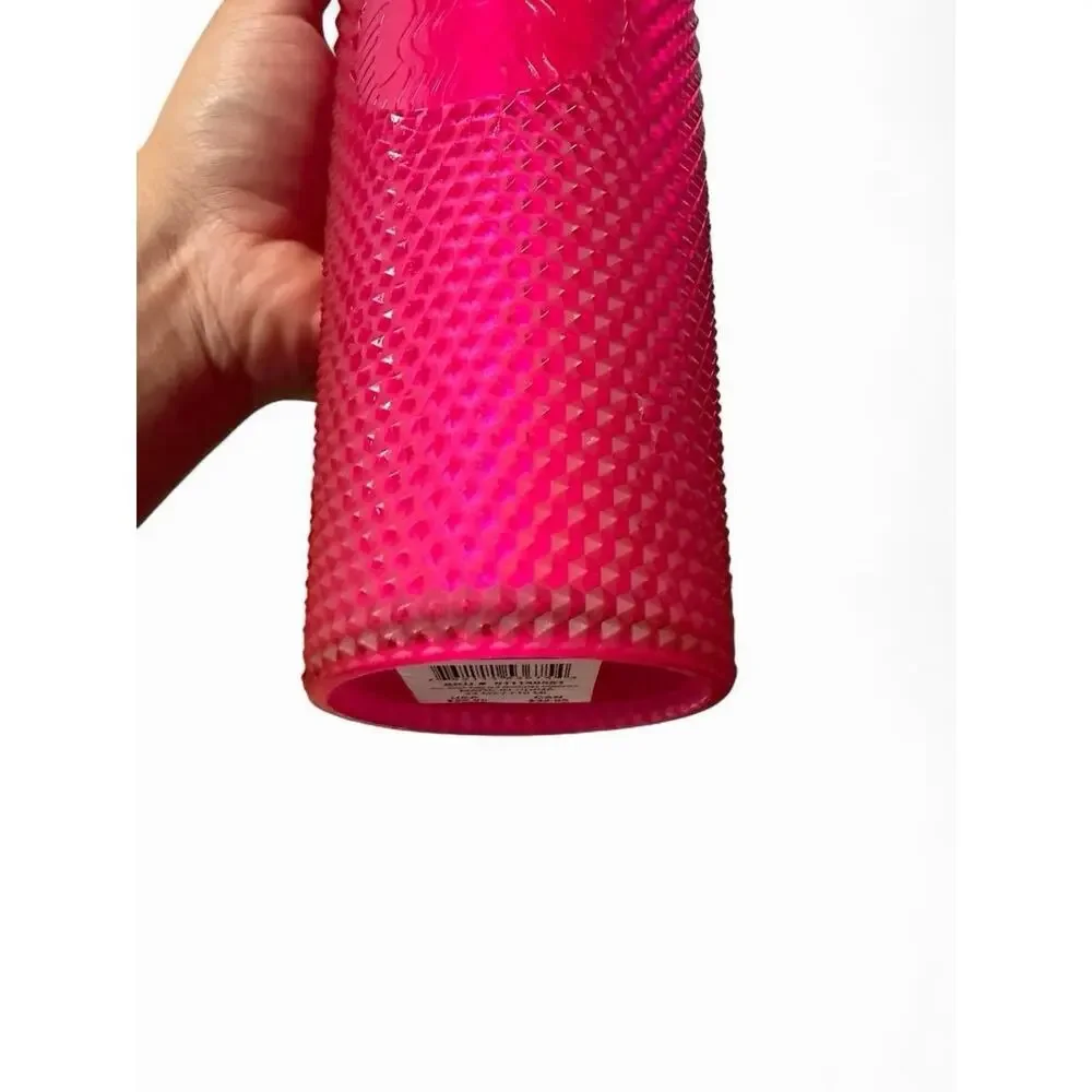 starbucks 2023 hot pink soft touch studded tumbler venti 24oz cold cup Brand New
